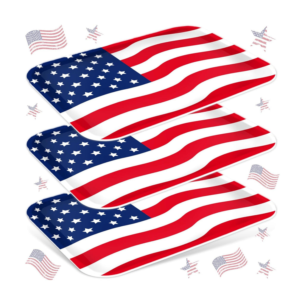 JarThenaAMCS 3Pcs Patriotic Serving Trays 250th Anniversary USA Flag Melamine Platter 13 x 10 Inch Red Blue White 4th of July Serving Dishes for Independence Day Veterans Day Party Decor