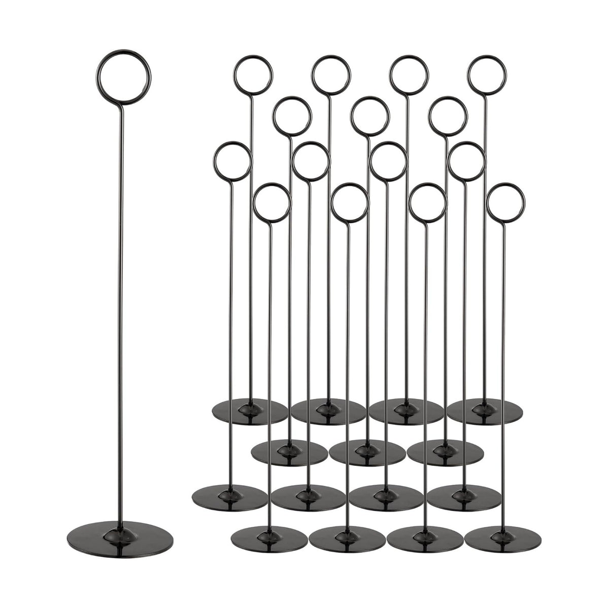 ERYTLLY 16PK Place Card Holders 12 Inch Table Number Holders Table Card Holders Steel Card Holders for Birthdays,Weddings,Photos, Food Signs, Memo Notes, Restaurants (Black)