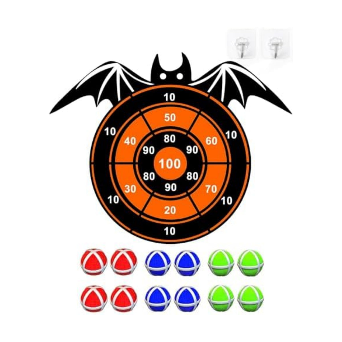 Halloween Party Games Toys for Kids, Large 26" Halloween Bat Dart Board Game Decorations Centerpieces Party Supplies with 12 Sticky Balls for Halloween Birthday Gifts for Age 3+ Boys Girls