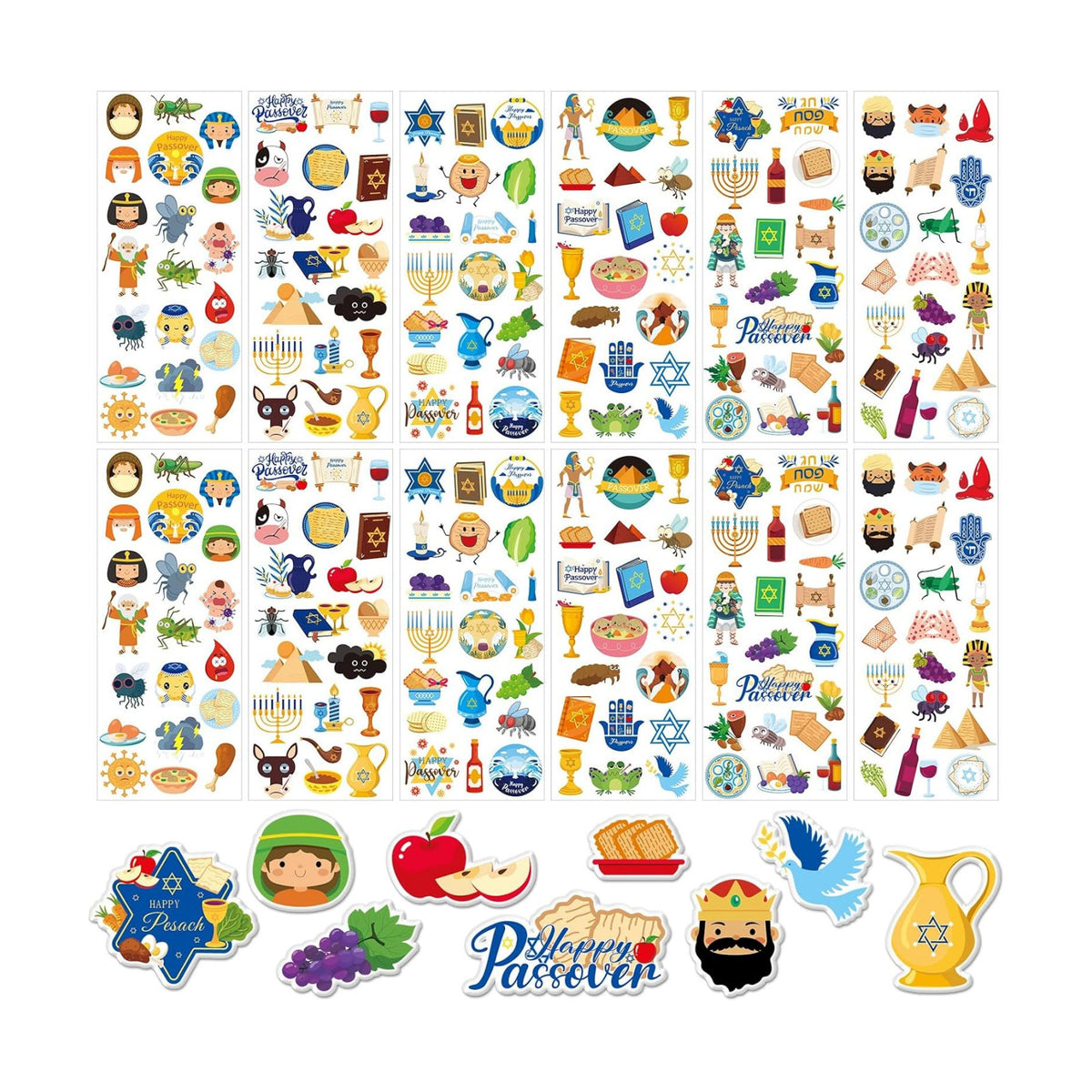 UPINS 240 Pcs Passover Stickers for Kids Foam 3D Puffy Pesach Kosher