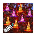 FUNPENY 2 Pack Halloween Decoration Lights, 8 PCS Waterproof Hanging Witch Hat with String Lights with Remote, Hanging Halloween Decorations for Indoor Outdoor Garden Yard Party Decor