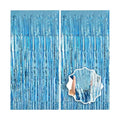 Blue Streamers Party Decorations 3.3x8.2ft 2 Pack Light Blue Tinsel Foil Fringe Curtain Backdrop Ocean Themed Party Decor Photo Booth Props for Birthday Baby Shower Bachelorette Door Hanging Wedding