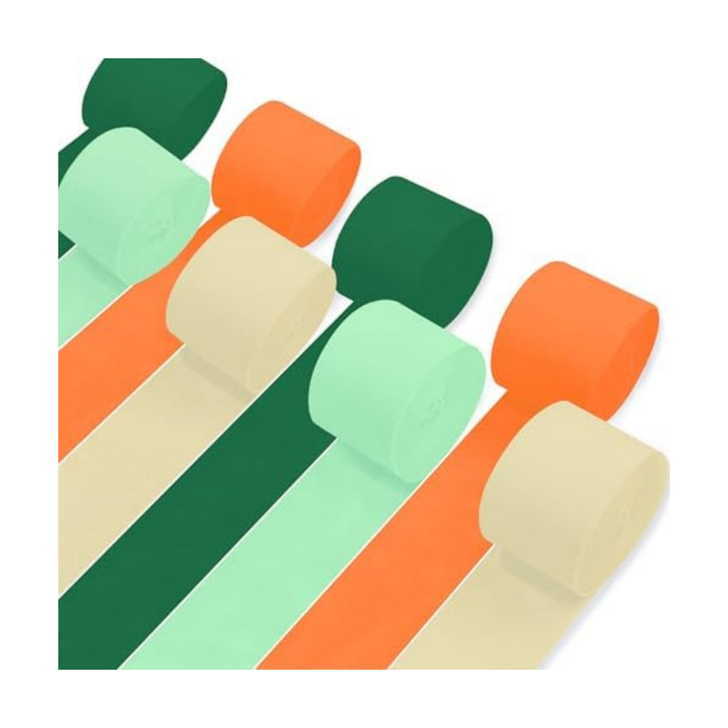 8 Rolls Crepe Paper Streamers, Green and Orange Streamers Party Decorations for Fall Little Cutie Baby Shower Bridal Shower Wedding Birthday Fruit Party