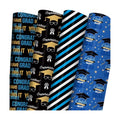 Cuitpan Graduation Wrapping Paper - Gift Wrap for High School & College Graduation 2025,Black Caps,Blue Stripes,Laurel Wreath,Medals Designs,Perfect for Parties Gifts - 8 Sheets, 20 x 29 Inches