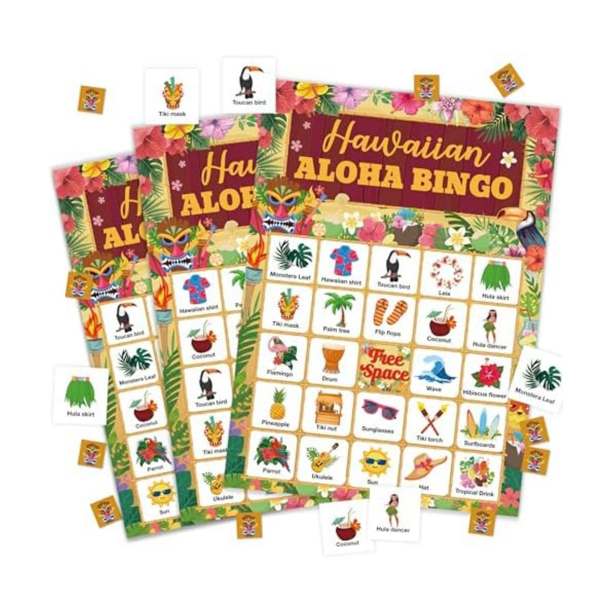 Hawaiian Aloha Bingo Game Cards For Adults, Summer Bingo Cards Game For Family Holidays Friends Gatherings, Ideal For Tropical Summer Luau Themed Party Game, 24 Players Birthday Party Favors, 010