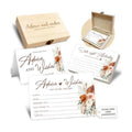 Boho Advice and Wishes for the Mr and Mrs - 50 Packs Wedding Advice Cards Bridal Shower Game Cards with Box Reception Guest Book for Bride Groom Newlywed Engagement Party Decoration -A08