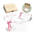 Pink Bow Advice and Wishes for the Mr and Mrs - 50 Packs Wedding Advice Cards Bridal Shower Game Cards with Box Reception Guest Book for Bride Groom Newlywed Engagement Party Decoration -A07