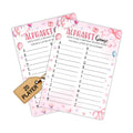 Pink Slumber Party Games Card - Coquette Pink Bow Themed Sleepover Slumber Party Supplies- Sleepover Stuff- Birthday Night Games Creative Idea -Alphabet Game- 20 Game Cards