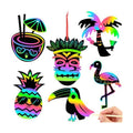 JULMELON 36PCS Luau Crafts for Kids, Rainbow Scratch Art Hawaiian Party