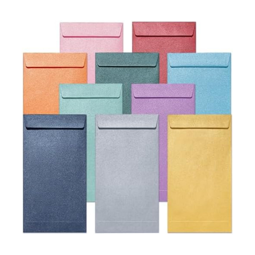 Money Envelopes for Cash, 100-Count Colorful Envelopes for Cash Gifts, Saving Challenges, Coins, Checks, Seeds, Small Items, 3.5 x 6.5 Inches, Luxe Gleam Collection, 10 Colors