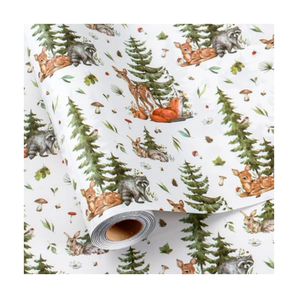 MAYPLUSS Christmas Wrapping Paper Roll - 17 In x 33 Feet - Cute Watercolor Christmas Tree Reindeer Rabbit Squirrel Gift Wrap Paper for New Year, Holiday, Kids