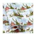 MAYPLUSS Christmas Wrapping Paper Roll - 17 In x 33 Feet - Cute Watercolor Christmas Tree Reindeer Log Cabin Gift Wrap Paper for New Year, Holiday, Kids