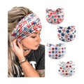 winthrop 4 Pack July 4th Patriotic Headbands for Women - Red White Blue Star Print Wide Bandana, Breathable Stretchy Non-Slip Hair Accessories for Yoga Running Party Celebrations