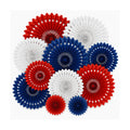 Red White Blue Hanging Honeycomb Round Paper Fans Decoration Patriotic Theme Tissue Paper Fan Garland for Shower Birthday Graduation Wedding Party Supplies 11 Count
