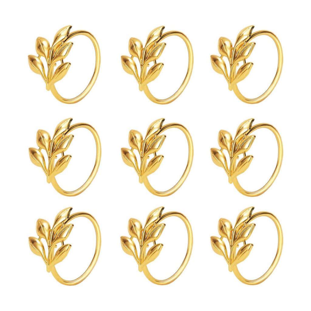 KPOSIYA Gold Napkin Rings Set of 100, Leaf Napkin Holder for Thanksgiving