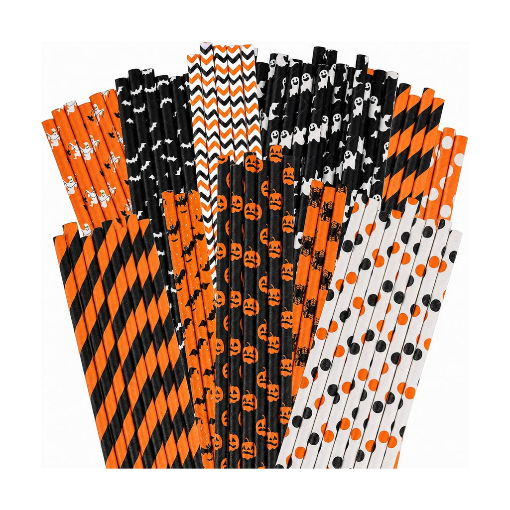 HANSGO 70 PCS Halloween Paper Drinking Straws