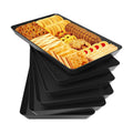 WOWBOX 6 pcs Serving Tray for Entertaining, Serving Platters for Snacks, Fruit, Cookies, Dessert, Reusable Plastic Trays for Serving Food and Pantry Organization in Kitchen & for Parties, (Black)