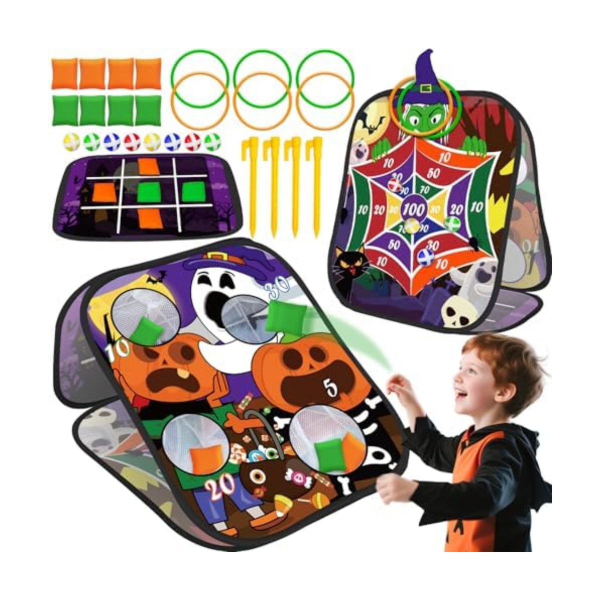 4-in-1 Halloween Party Games Set for Kids Adults