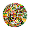 100Pcs Reggae Stickers and Decals for Adults for Water Bottle & Laptops - Rasta Stickers, Jamaica Band Decals - Bob the King of Reggae Gifts for Men & Women