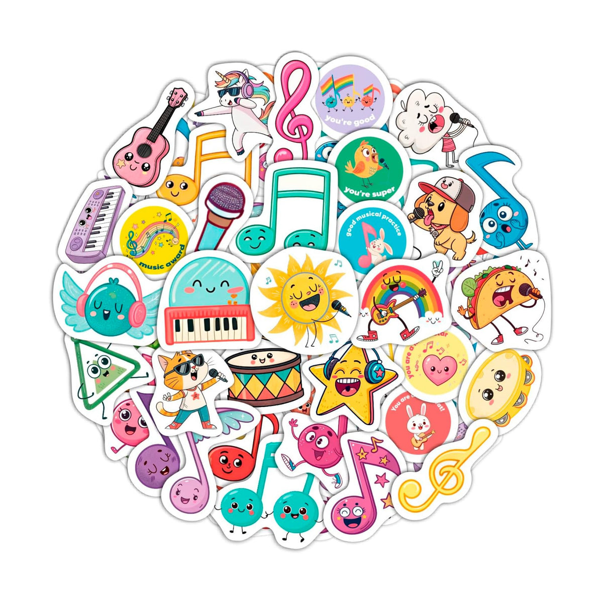 Small Music Stickers, Cute Music Note Stickers for Water Bottles, Laptop, Scrapbooking, Musical Decals Waterproof - Funny Musical Gifts for Men & Women