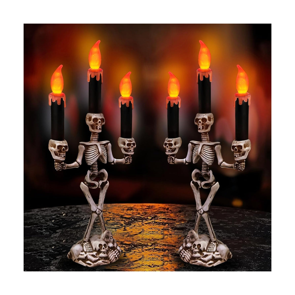 2 Pack Halloween Candelabra LED Flameless Candles Holder Battery Operated
