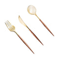 Lullaby 240PCS High End Gold Plastic Silverware with Wood Grain Handle