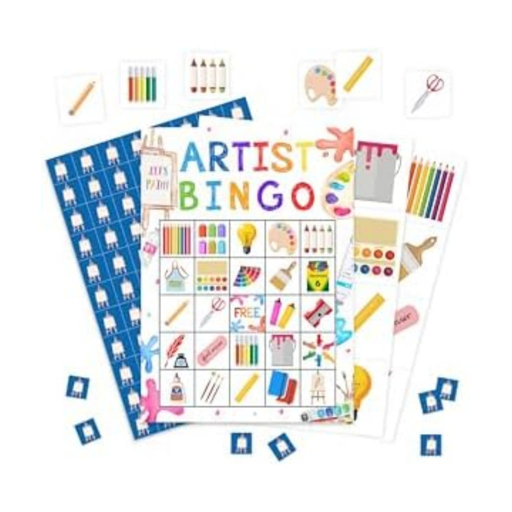 Artist Bingo Game, Painting Party Bingo Cards Set, Art Themed Birthday Games Party Bingo Supplies for Paint Lovers, Adults Family Friends Holiday Activities Favors Decorations for 24 Player, 01