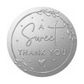100 x A Sweet Thank You Embossed Sticker Labels Wedding Party Shower Favor Raised Silver Foil Stickers Sweet Treat Sticker for Wedding 1.57” (Silver)
