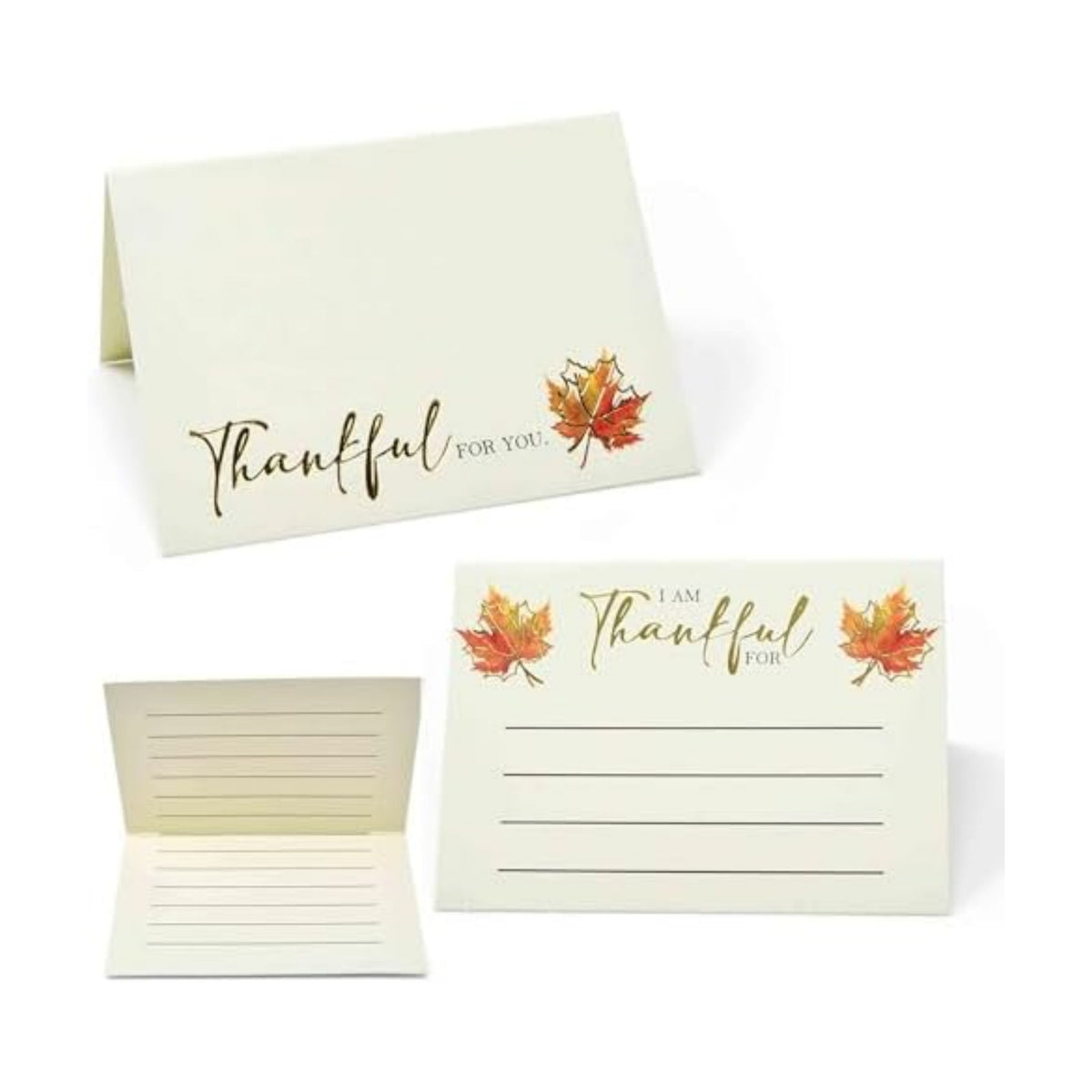 50 Count Thankful Cards 2.5 x 3.5 Inch Gratitude Place Cards with Gold Foil