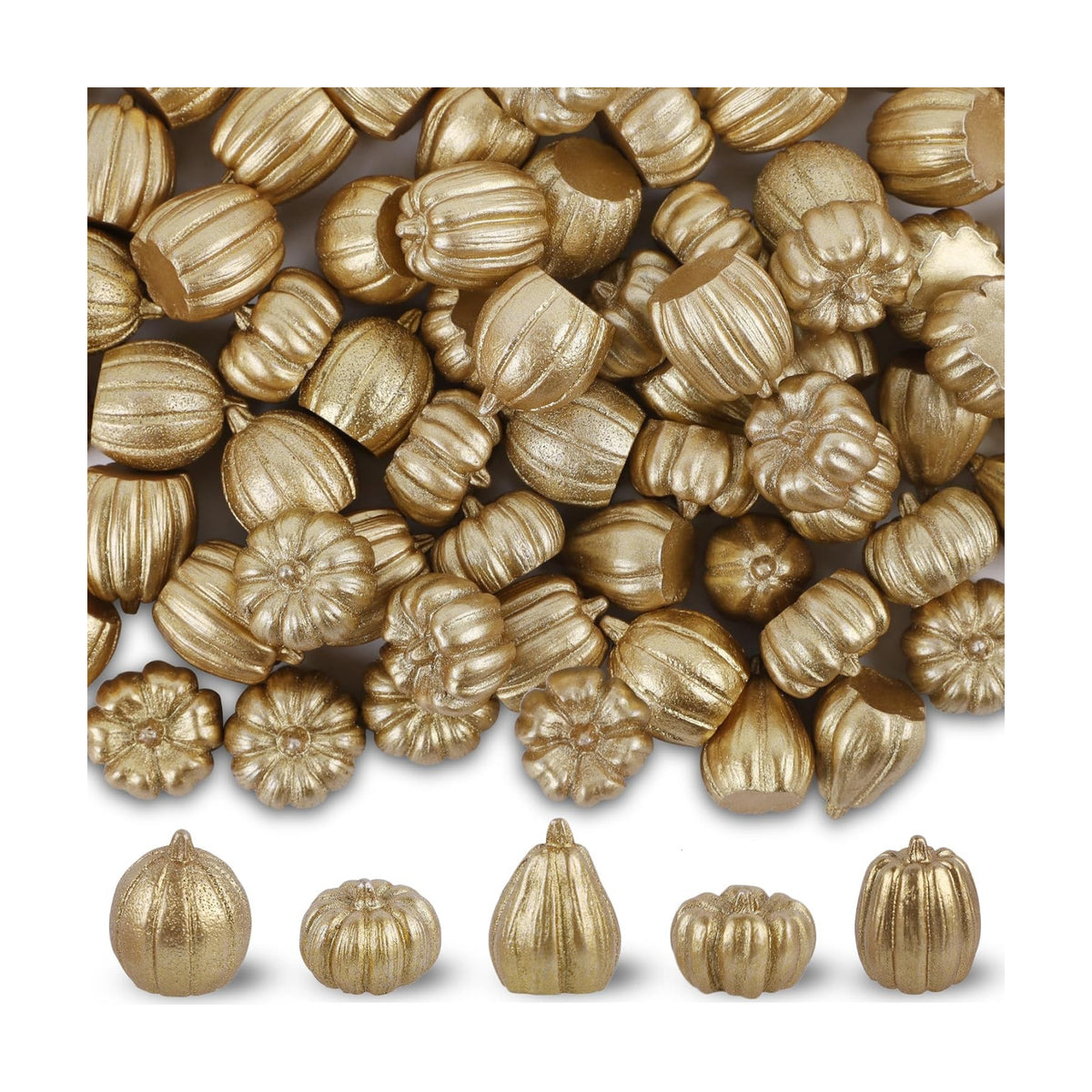 winemana 80Pcs Mini Pumpkins for Crafts, Fall Decorations for Home, Gold