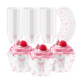 Domensi 100 Pcs Pink Bow Cupcake Wrappers Wedding Bridal Shower Party
