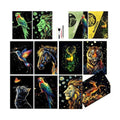 Scratchboard Art for Adults Luminous Scratch Painting Kits-A5/8 PCS-Animals