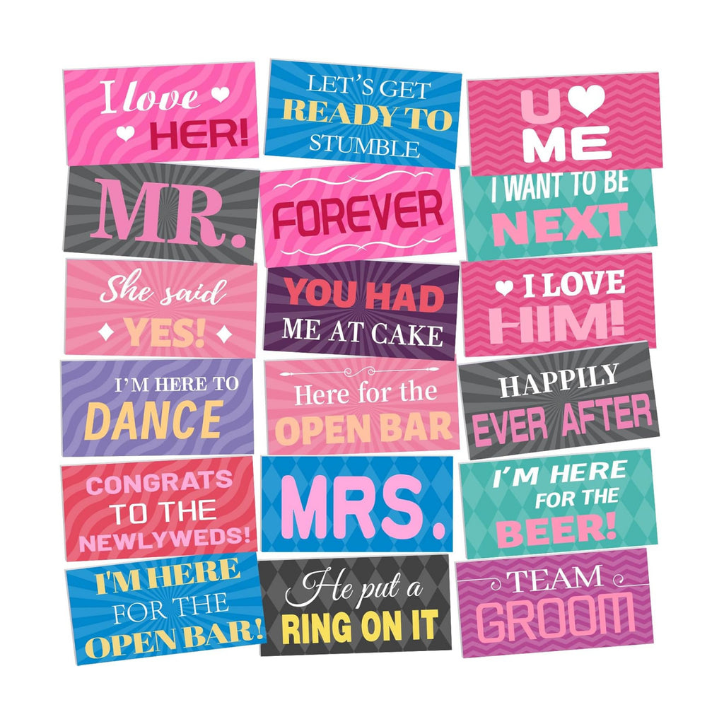 Beeveer 24 Designs Wedding Photo Booth Props, Double Sided PVC Selfie Sign