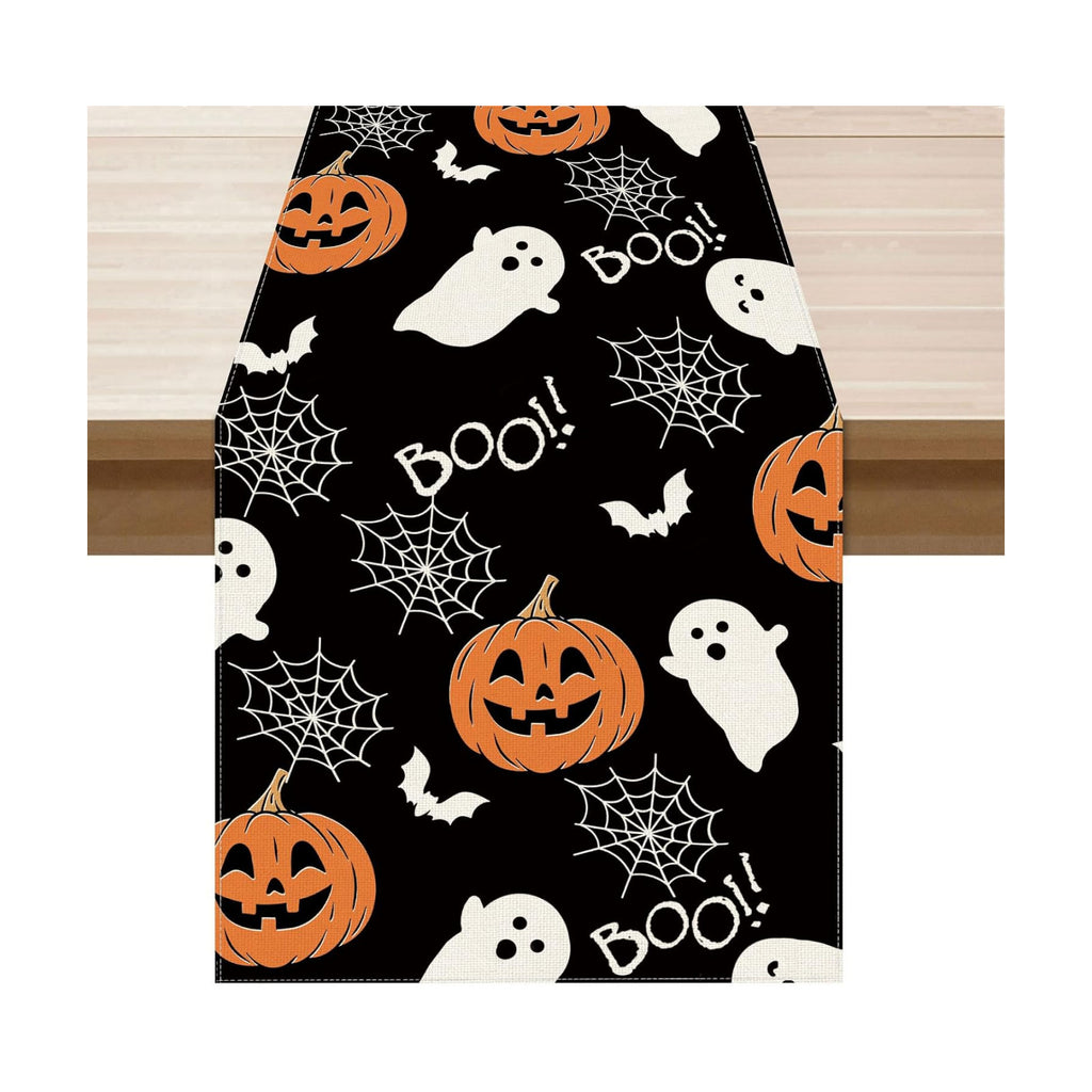 XCHI Halloween Ghost Pumpkin Table Runner for Table Decoration 13x72 Inch