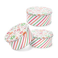 Yopay 3 Pack Round Decorative Cookie Tins, Food Safe Metal Gift Tins