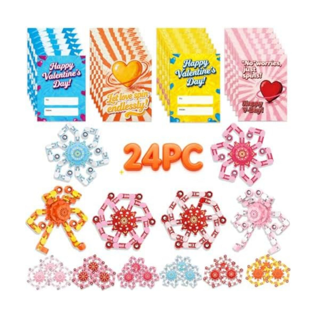 24PCS Fidget Spinners,Funny Sensory Fidget Toys with Valentines Card