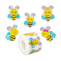 500Pcs Summer Bee Stickers Roll 1.5in Large Glitter Bumble Bee Seal Stickers 5 Designs Cartoon Animal Waterproof Classroom Reward Decals for Spring Bottle Scrapbook Journal Decor