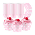 Domensi 100 Pcs Pink Polka Dots Cupcake Wrappers for Party Supplies
