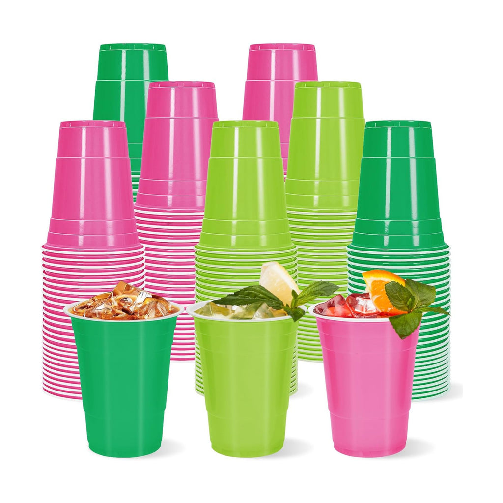 Whaline 60 Pcs Halloween Colored Plastic Cups 16 Oz Light Green Pink Green Plastic Cup Witch Party Disposable Cup for Birthday Baby Shower Party Gathering Festive Celebrations