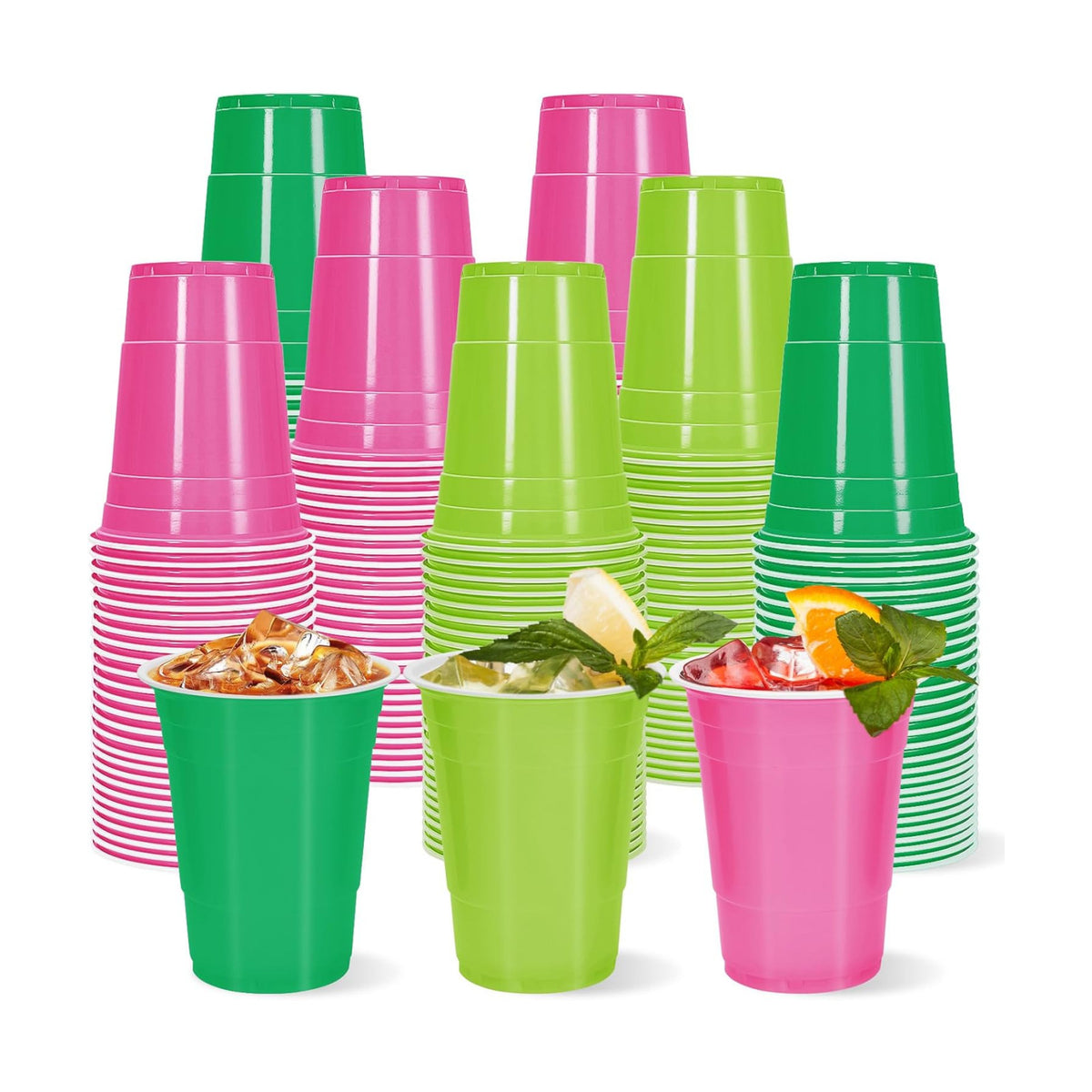 Whaline 60 Pcs Halloween Colored Plastic Cups 16 Oz Light Green Pink Green Plastic Cup Witch Party Disposable Cup for Birthday Baby Shower Party Gathering Festive Celebrations