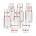 Funnymoom 60 Pack Floral Baby Shower Cups 12 oz It's a Girl Pink Floral Disposable Clear Plastic Drinking Cups for Baby Shower Gender Reveal Birthday Party Decorations Supplies