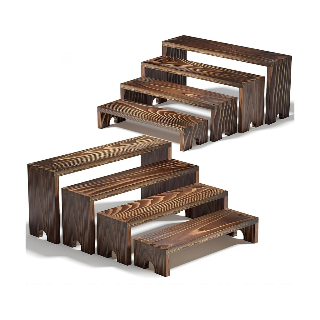 2 Set Wooden Tiered Risers Display Stands for Vendor Events,Stackable Wood Cupcake Display Stand,Farmhouse Decor Wood Dessert Table Display Set,Vendor Booth Display Items,Food Display Risers for Party