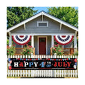Tiamon 3 Pcs Patriotic Decorations 4th of July Banner with Bunting Fan Flags Red White and Blue Pleated Half Fan Banner American Flag Backdrop for Independence Memorial Day Party Supplies Outdoor