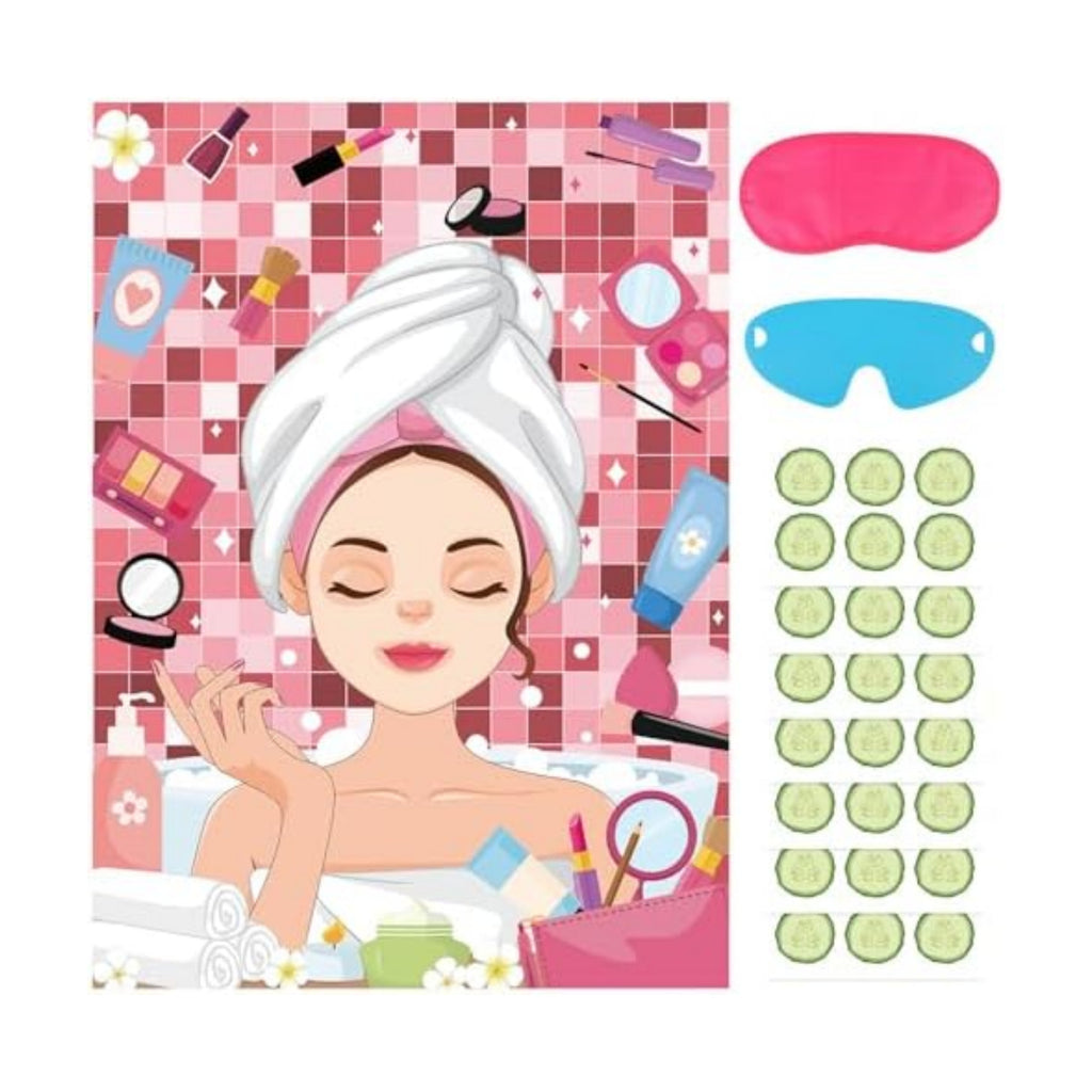 Hooqict Spa Party Games Pin The Cucumbers on The Girl Spa Birthday Party Supplies for Kids Girls Women, Large Sleepover Slumber Pin The Games Poster with 42 Cucumber Stickers