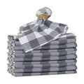 Gray Cloth Cotton Dinner Napkins - 100% Cotton, 12-Pack, 20"x20" Checkered Gingham Gray Cotton Napkins for Parties, Weddings, Baby Showers and Other Events - Plaid, Reusable and Washable