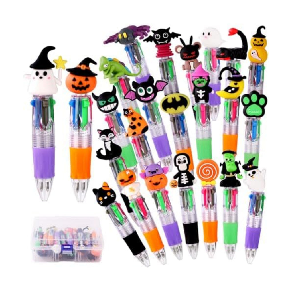 24PCS Halloween Fun Pens Mini Multicolor 4-in-1 Party Favors Pens