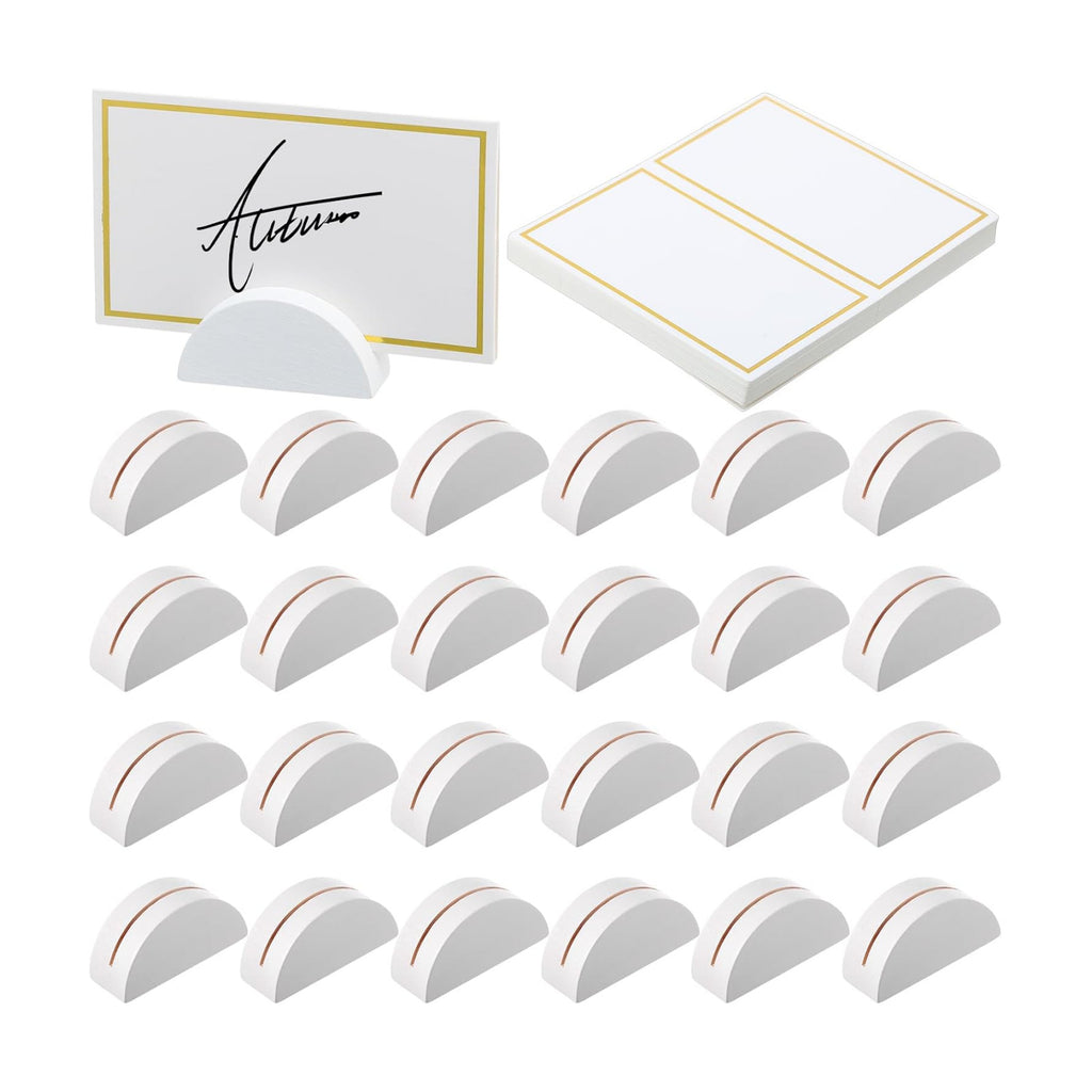 Colingmill 24 Pcs Wooden Table Number Stands with Tented Cards,White