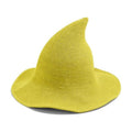 Leuceiy Witch Hat for Women, Wide Brim Foldable Wool Kintted Wizard Hats