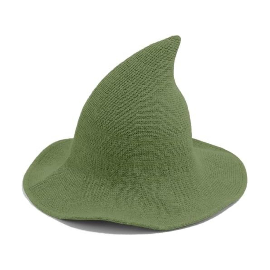 Leuceiy Witch Hat for Women, Wide Brim Foldable Wool Kintted Wizard Hats