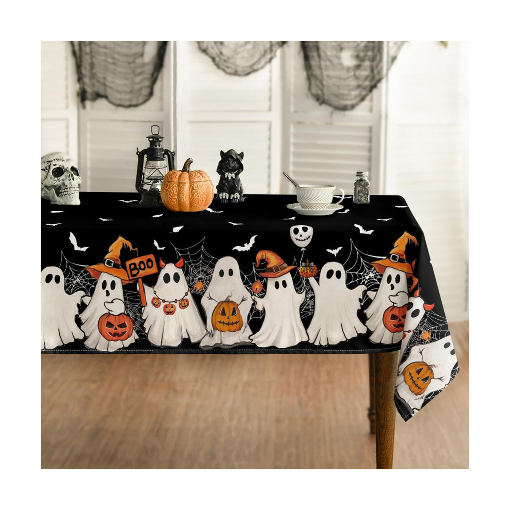 Horaldaily Halloween Tablecloth 60 x 120 Inch Rectangular Black Bat Ghost